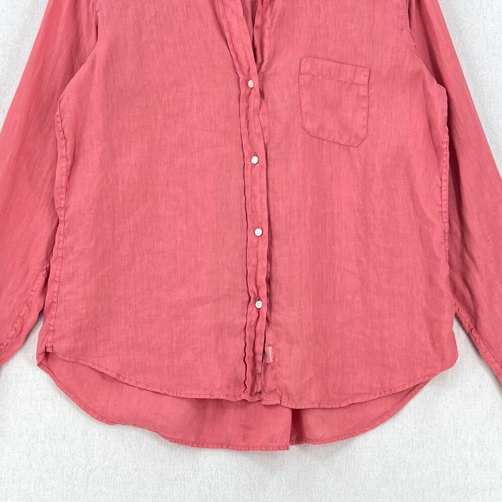 GRAYSON The Hero Button Up Shirt Womens Medium Coral Pink Linen Long Sleeve - Picture 6 of 12